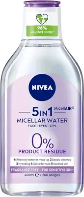 NIVEA Micellair 3 in 1 Sensitive Micellar Water (400Ml), Cleansing Micellar W...