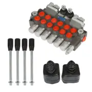6 Spool 3645 PSI 11 GPM Hydraulic Backhoe Directional Control Valve w/4Joysticks