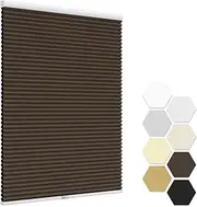 LazBlinds No Tools No Drill Cordless Cellular Shades, Blackout Honeycomb Shades Room Darkening Pleated Blinds for Window Size 22" W x 48" H, Dark Coffee