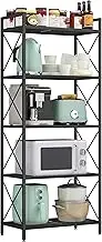 SONGMICS 5-Tier Metal Storage Rack, Shelving Unit with X Side Frames, Dense Mesh, 12.6 x 23.6 x 57.3 Inches, for Entryway, Kitchen, Living Room, Bathroom, Industrial Style, Black UBSC165B01