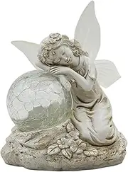 Fairy Garden Statue | Resin Fairy Garden Figurines Outdoor Decor with Glass Ball - Whimsical Garden Decor Solar Garden Statues for Yard Lawn Flower Bed Walkway Pond
