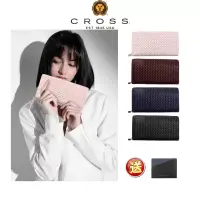 在飛比找博客來優惠-【CROSS】台灣總經銷 限量1折 頂級小羊皮編織紋拉鍊長夾
