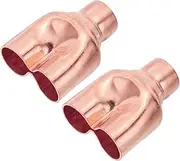 uxcell 1" x 1" x 1" ID Tee Y Type Copper Fitting, 2 Pcs Welding Joint Split Union Intersection for HVAC, Air Conditioning Refrigeration System