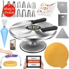 50Pcs Cake Decorating Kit 12" Aluminum Turntable Stand Spatulas Piping Tips Bags