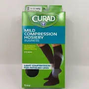 Curad Mild Compression Hosiery Socks 1 Pair Size Small Regular Black 8 - 15 mmHG