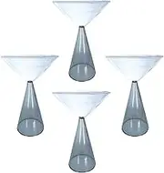 Gusto Buono 5" x 7" Borosilicate Martini Glass 250ml, Grey Stem, Set of 4
