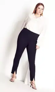City Chic Ladies A Split Front Pants sizes 14 18 20 Medium Large Colour Black