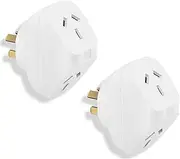 Double Power Plug Outlet Extender, Triple Plug Adaptor, Multi Plugs Extension, Sockets Adapter, 10 Amp, Power Extender, Wall Socket Plug, Outlet Splitter, Black, for Home/Office, 2 Pack