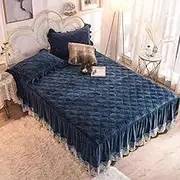 Bed Valance Skirt Bed Skirt Valance Double/Single Thicken Bed Cover Skirt King Size Pink Grey Bed Skirt Wrap Bed Sheet with Split Corners Mattress Cover