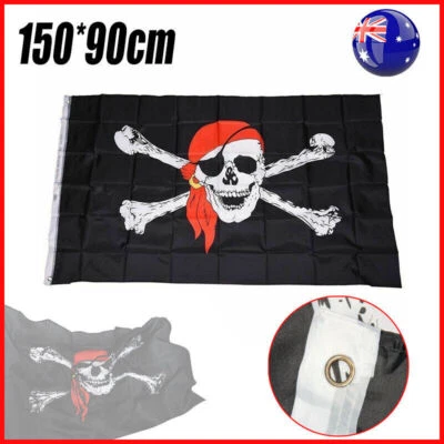 90X150cm Large Pirate Flag Jolly Roger Skull & Crossbone Flags Party Accessory