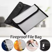 Fireproof Document Bag Zipper Closure Cash Safe Storage Pouch with Sticky Strip