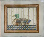 Hand-Painted DUCK DECOY Needlepoint Canvas 14-mesh 13 1/4" x 10 7/8"