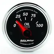 Autometer Designer Black II Oil Pressure Gauge Electric - 0 - 100 PSI, 2 1/16 Inch, Short Sweep, AU1228