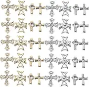 minkissy 80pcs Manicure Nail Decoration Jewelry Cross Beads Decals Dijes Glitter Nail Charms Art Stencils Bracelet Press Fharms Gems Beaded Gold Earrings Gold Charm Bulk Nails Rhinestones