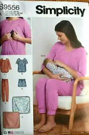 SIMPLICITY PATTERN 9556 NURSING TOPS PANTS BLANKET MISSES SIZES XS-XL UNCUT