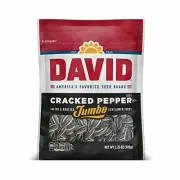 DAVID Roasted Salted Cracked Pepper Jumbo Sunflower Seeds 5.25 oz [12-Bags]