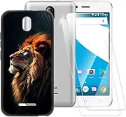 Lion Pattern Case Compatible with Aspera Jazz 2 + [2 Pack] Screen Protector Tempered Glass, Shockproof Case Cover for Aspera Jazz 2 (4.95 inch)