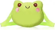 [YBEATY] Green Frog Shoulder Bag Cute Soft Fluffy Purses Plush Mini Cartoon Animal Purse with Chain Strap Portable Practical Backpack for Children Girls Women Adults, Green