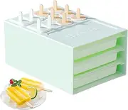 Ice Mold Tray, Icey Cream Molds with Sticks, 21 x 15 x 10 cm/8.3 x 5.9 x 3.9 in Food-Grade Silicone Kitchen Tool, Reusable Freezing, Easy Release Design for Cocktails Snacks Beverages Treats
