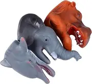 3Pcs Soft Wild Animal Finger Puppets for Dolphin Elephant Hippo Adorable Finger Doll Playthings for Imaginative Play and Learning