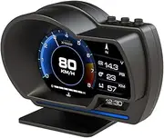 Fastsun OBD2 & GPS Dual Modes Smart Gauge HUD, Car HUD Head up Display, Car HUD Displays Speedometer RPM Alarm Km/h MPH, Compatible with All Cars and Trucks AP-6