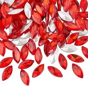 FINGERINSPIRE 100 Pcs Pointback Horse Eye Shaped Gem Stones 15x7x4mm Glass Rhinestones Gems Red Jewels Embelishments with Silver Plated Back Crystals Stones for Crafts Jewelry Making