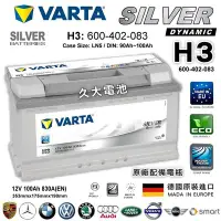 在飛比找Yahoo!奇摩拍賣優惠-✚久大電池❚ 德國進口 VARTA 銀合金 H3 100Ah