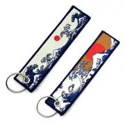 Canvas Embroidery Charm Keychains Women Car Keyring Backpack Charm Pendant