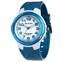 在飛比找Yahoo!奇摩拍賣優惠-JAGA捷卡 指針錶 白面 亮藍橡膠 女錶 學生錶 童錶 清