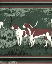 Hunting Dogs Labrador Grass Field Green Brown Stripe Wall paper Border 10.3" H