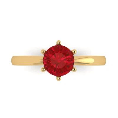1Ct Round Cut Pink Tourmaline Gold Solitaire Engagement Promise Bridal Ring