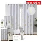 Ultimate Sun-Blocking Curtains with Elegant Gold Leaf Print - 52x108, 2 Drapes