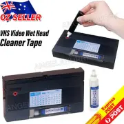 Video Head Cleaner Tape Cassette Wet System VCR VHS Player & Cleaning Fluid NEW