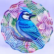 Wind Spinner 10" Blue Jay Bird Double Sided WindSpinner