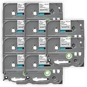 ExtraPrint 10 Pack Compatible TZe-231 TZ231 Laminated Label Tape Replacement for Brother P-Touch PT1100 PT1280DT PT1950 PT2700 PT7100VP PT9700PC PTD600 PTH110 - Black on White 12mm x 8m, Letratag Tape