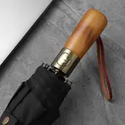 115cm Double Layer Windproof Umbrella with Wooden Handle
