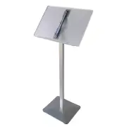 Modern Silver Lectern / Menu Stand with Frost Acrylic Top / Brochure Stand