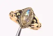 Labradorite Ring, Stunning Brass Ring with Iridescent Gemstone for Unique Style