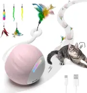 Smart Motion-Activated Cat Ball Toy with LED Lights and USB Charging - Pink