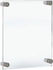 Azar Displays 105508 Floating Acrylic Wall Frame with Silver Stand off Caps:11"