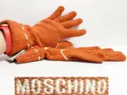 ITALY MOSCHINO Lambs Wool Gloves Youth Women Lady Cute Stylish Holiday Gift NEW