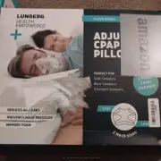 Lunderg Adjustable CPAP Memory Foam Pillow + 1 Case Side Back Stomach OPEN BOX