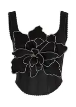 Mach & Mach Lotus Blossom Stretch-organza Corset top - Black - 14 14