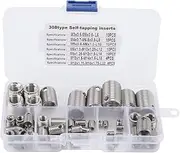 58Pcs Stainless Steel Inner Thread Self Tapping Thread Inserts Set, High Hardness and Low Abrasion, Improves Screw Connection Strength, Easy Installation with One Tool, Repairs Da