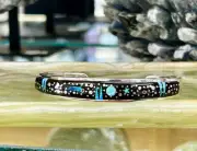 Celestial Starry Night Sky Onyx And Opal Mens/Womens Sterling Silver Cuff