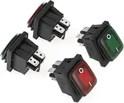 Dustproof 4 Pin 2 Position Switch, 4 Pcs/Set Black Rocker Switch, Red/Green Light Rocker Switch, for Boat for Outdoor