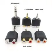 1x 1/4" Audio 3.5mm 6.5mm 6.35mm Male To 2 Dual Rca Female Jack plug Y Splitter