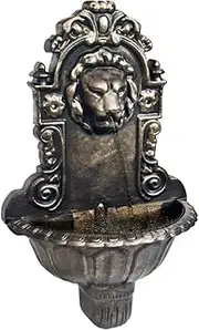 Plastic Lion Head Light Weight Wall Waterfall Fountain, with a Water Pump and a Hose, Wall-Hanging Fountain for Patio Garden Backyard Decking Décor, 41 x 22.5 x 65 cm Bronze