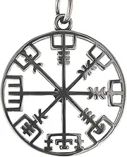 [Kiss of Leather] Stainless Steel Viking Compass Pendant Number 190, Stainless Steel