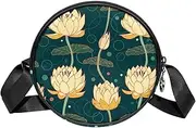 [FVQL] Round Crossbody Bag Purse Messenger Bag Shoulder Bag, Pond Pattern